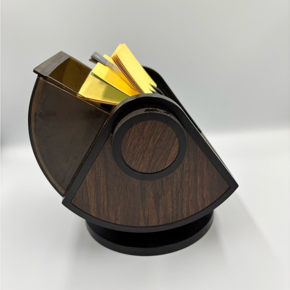 Vintage Rolodex Faux Wood Large Round File Index Cards Swivel Rotary Made in USA - Picture 7 of 9